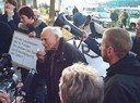 Proteste bei der Pressekonferenz der IG Farben