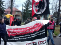 FAU Dresden protestiert gegen Lohnbetrug vor Firmenzentrale in Berlin Grünau