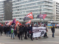 Gewerkschafter_innen demonstrierten am Frauenkampftag zur JVA Chemnitz