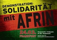 Solidarität mit Afrin! Demo in Frankfurt/Main Samstag 24.3.18 14:00 Hauptwache