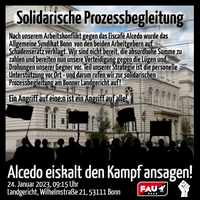 Solidarische Prozessbegleitung - Alcedo eiskalt den Kampf ansagen!