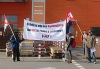 Rüsselsheim: Aktionstag gegen die Arbeitsbedingungen bei OBI
